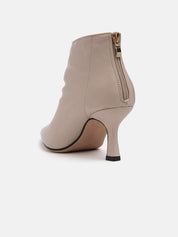 Embossed 8cm heel ankle boot - CREAM