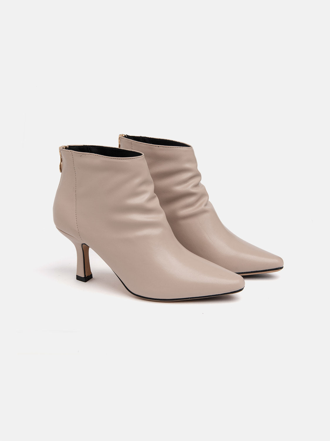 Embossed 8cm heel ankle boot - CREAM