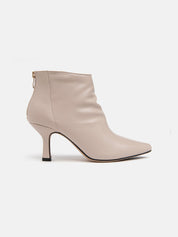 Embossed 8cm heel ankle boot - CREAM