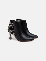 Zebra Print Ankle Boot - BLACK