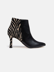 Zebra Print Ankle Boot - BLACK