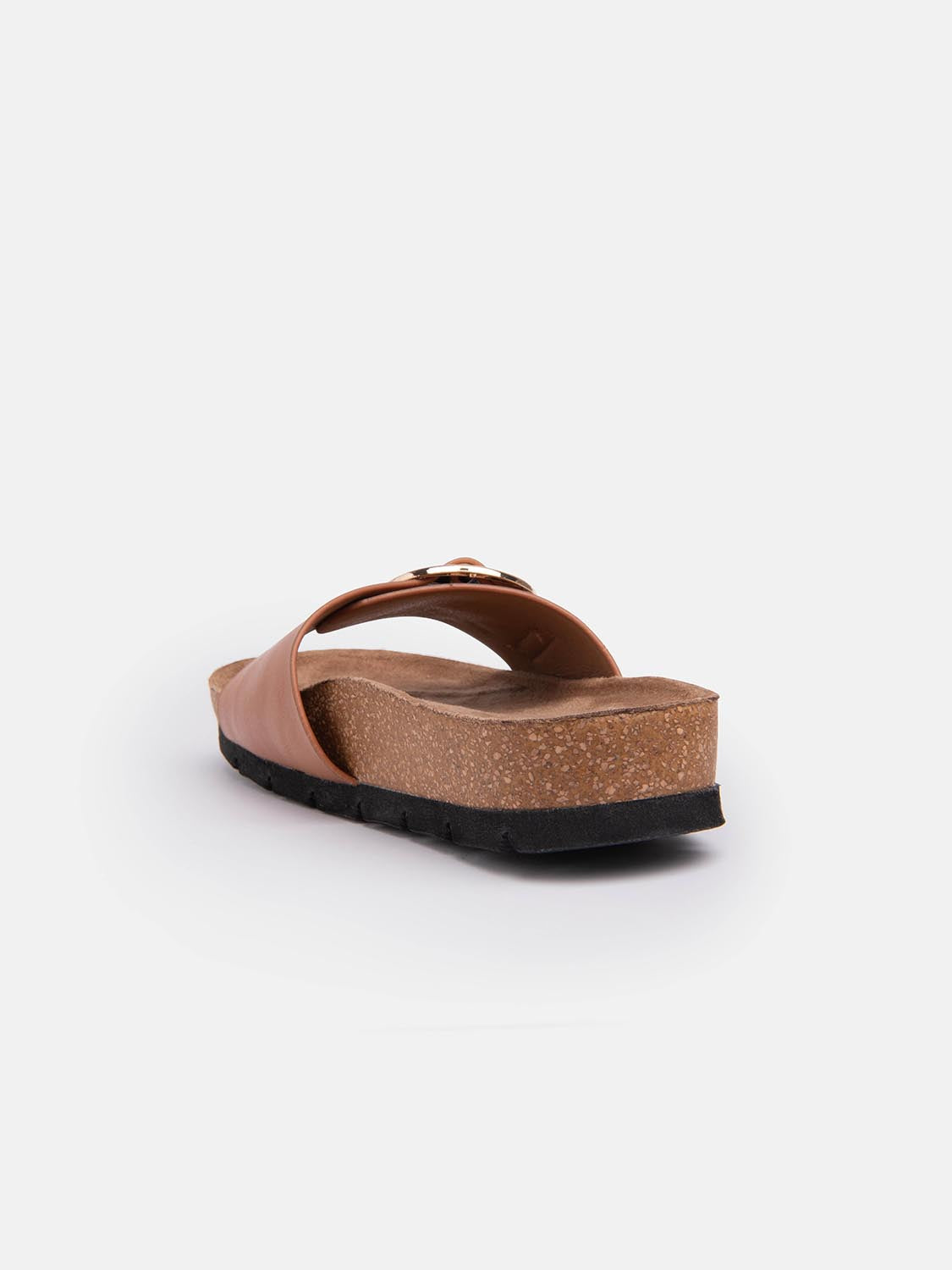 Slipper with wide band and buckle - CAMEL