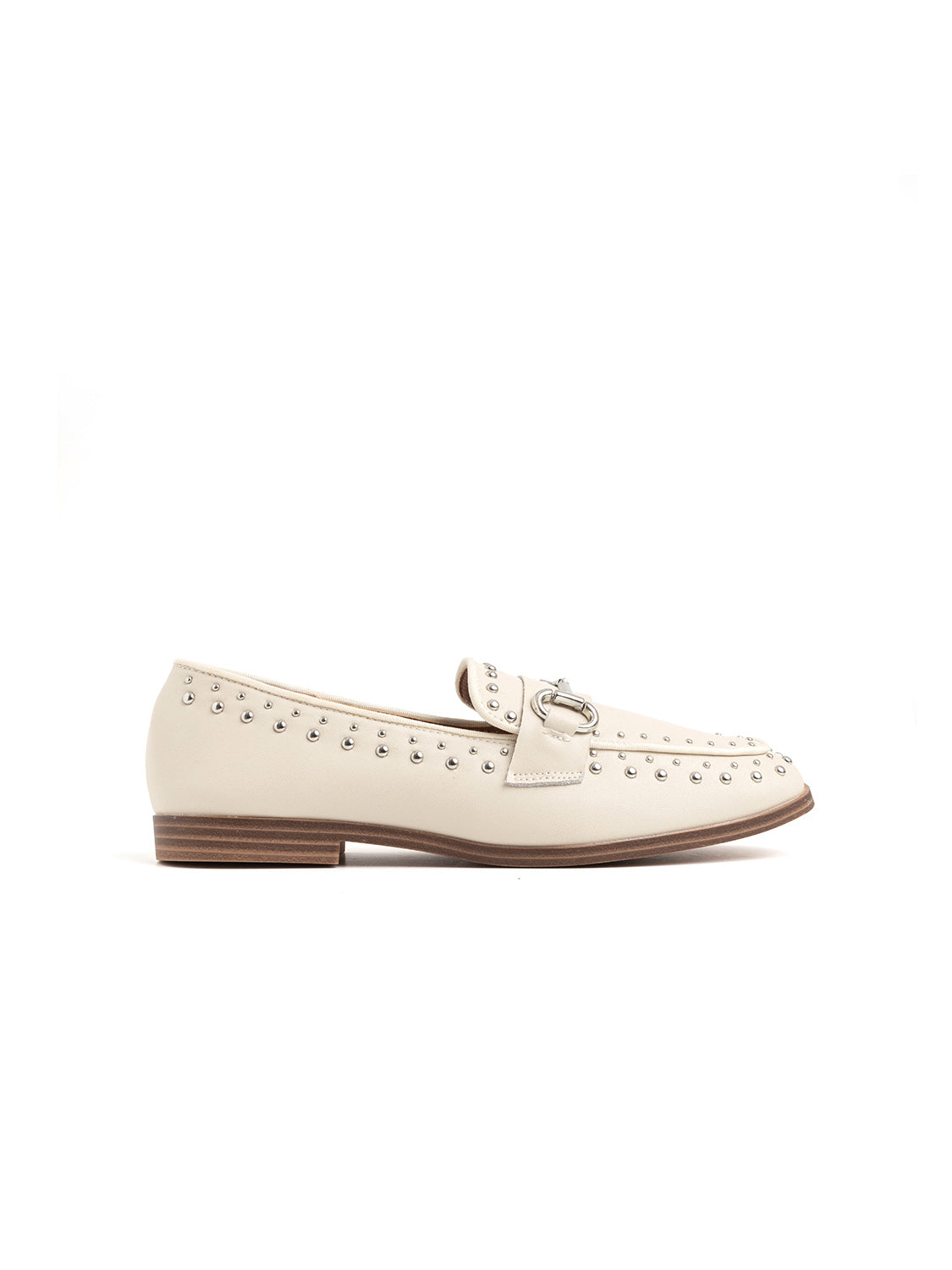 Studded Square Toe Moccasin - CREAM