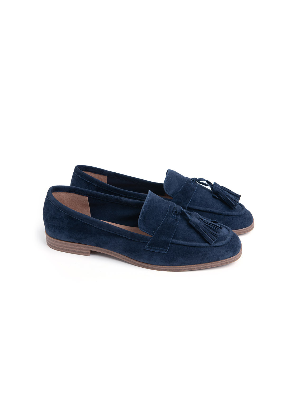 Mocassino in camoscio con nappine - BLU NAVY