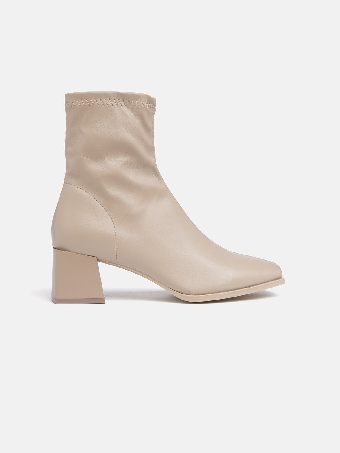 5cm Trapeze Heel Ankle Boot - KHAKI