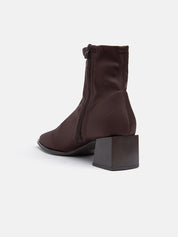 Elastic ankle boot with 5cm heel in microfiber - BROWN