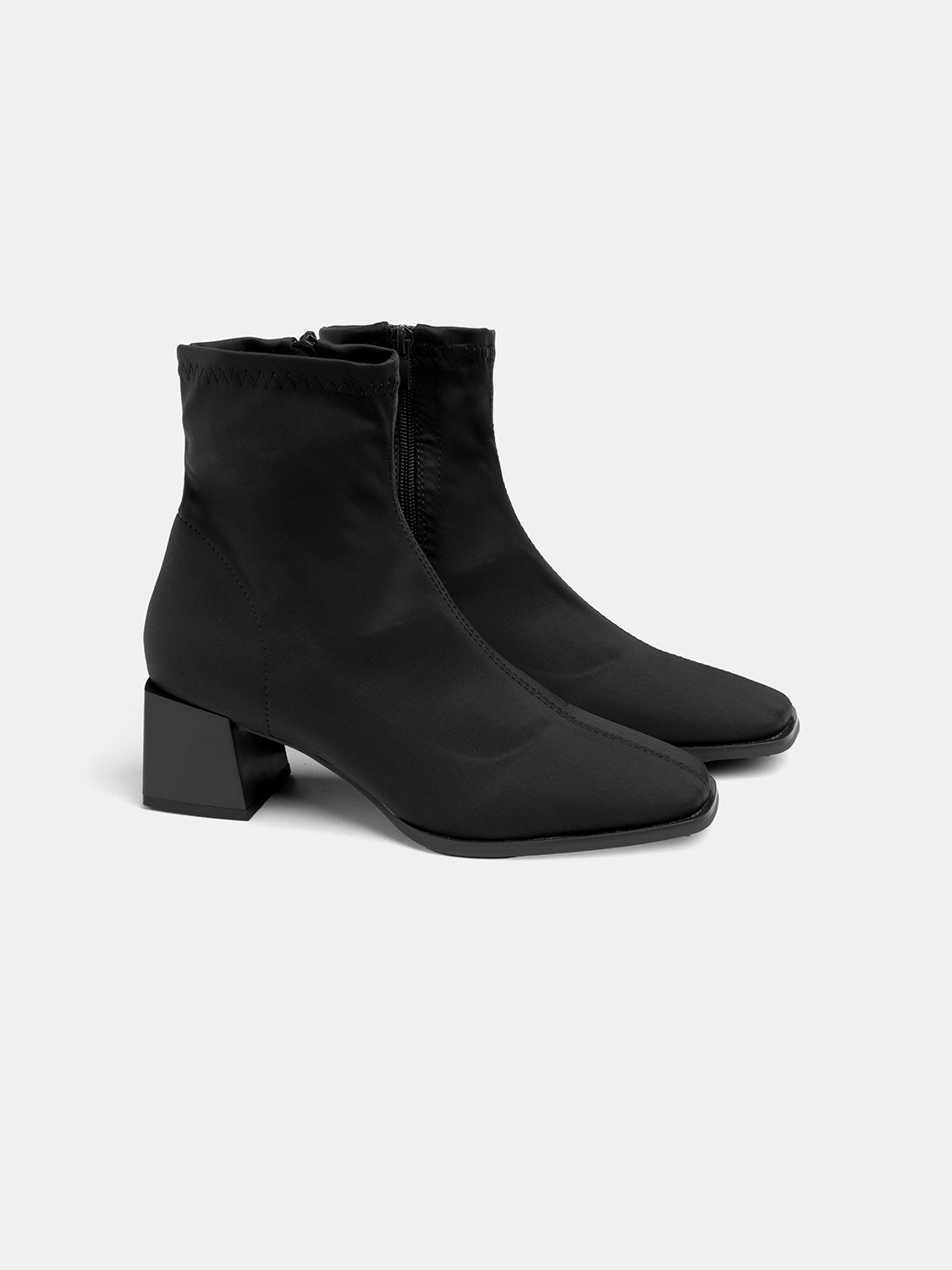 Elastic ankle boot with 5cm heel in microfiber - BLACK