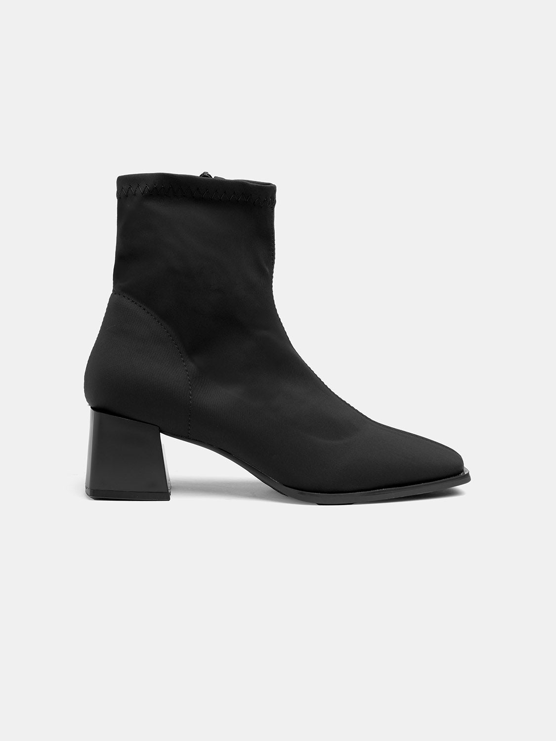 Elastic ankle boot with 5cm heel in microfiber - BLACK