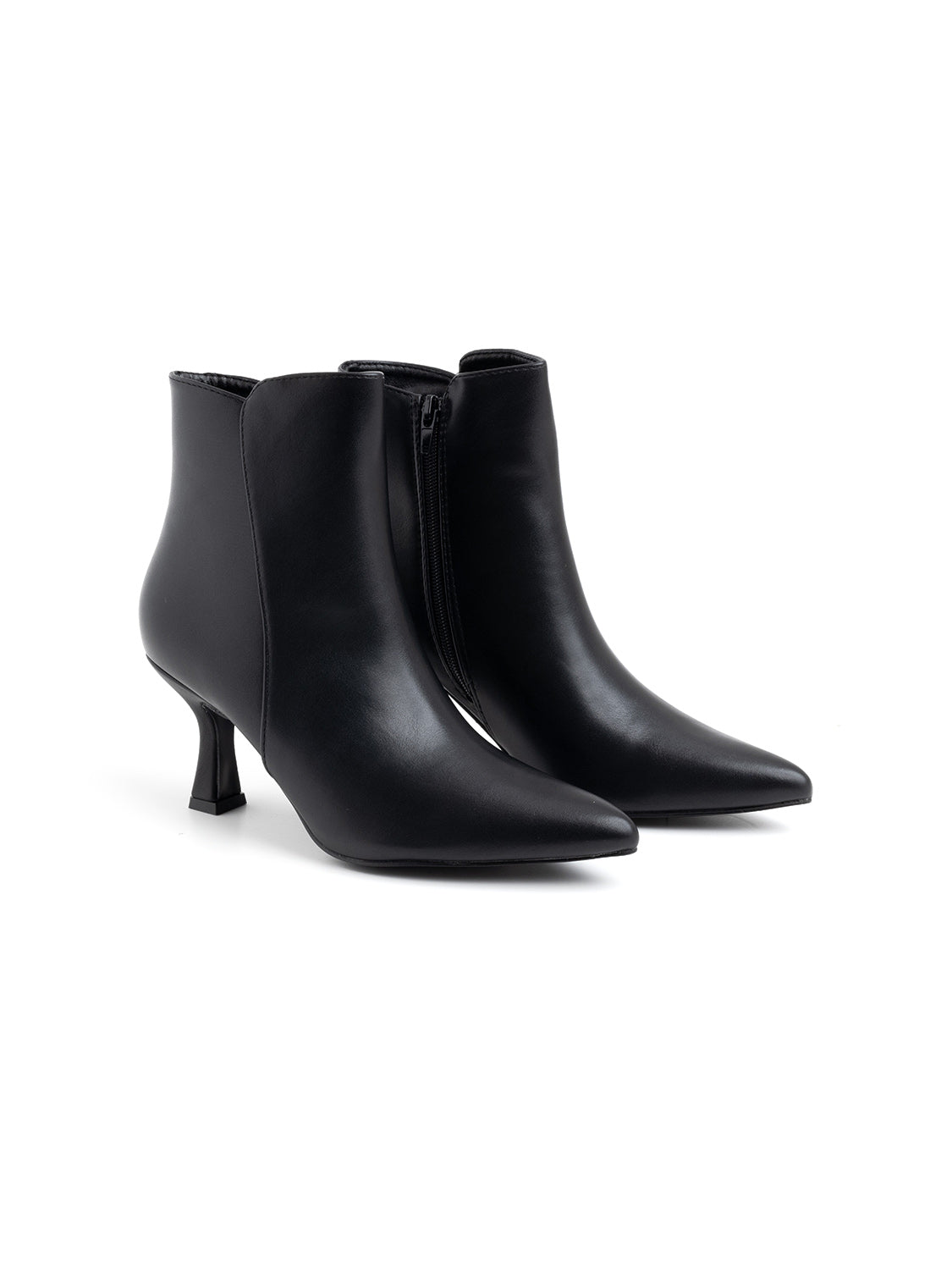 Flared ankle boot with rock heel - BLACK