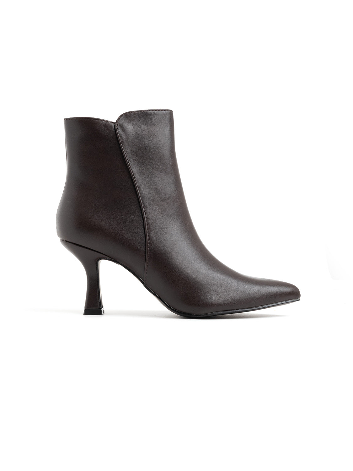 Flared ankle boot with rock heel - BROWN