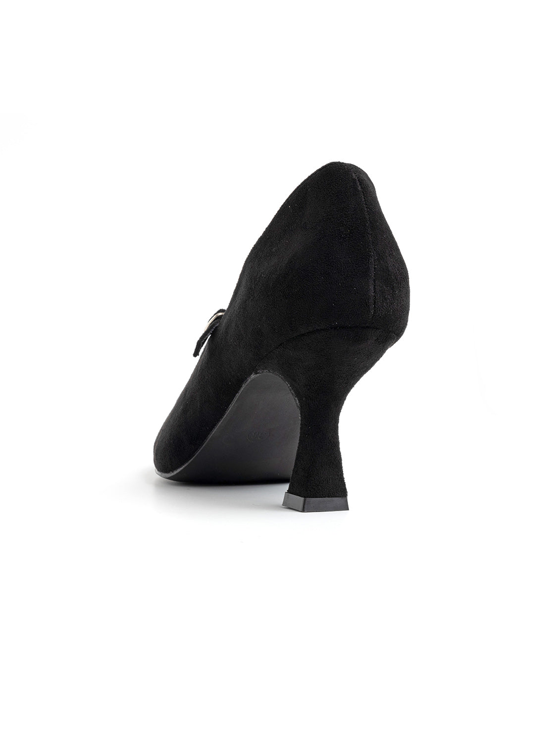 Pointed-toe velvet pumps with strap - BLACK