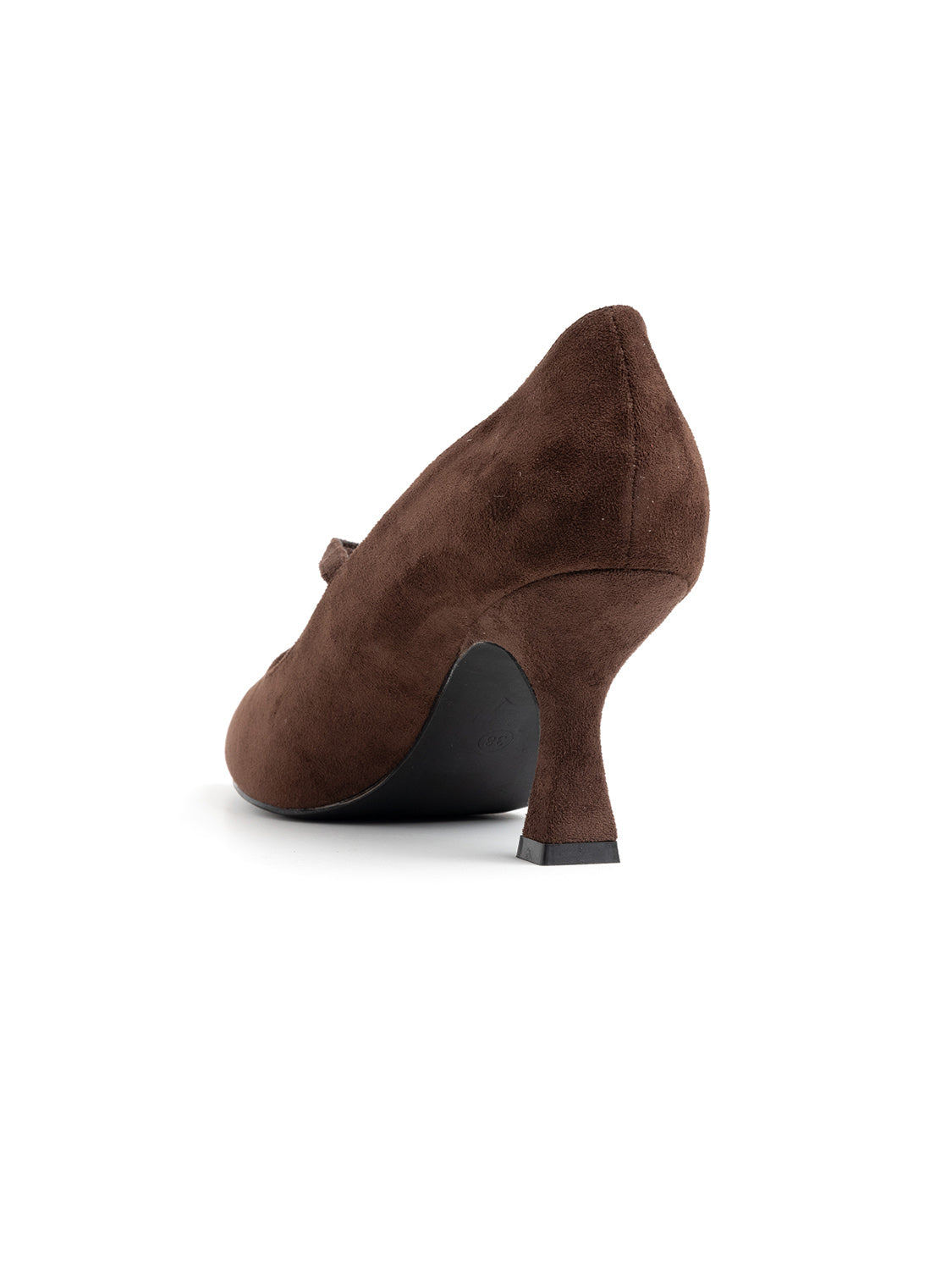 Pointed-toe velvet pumps with strap - BROWN