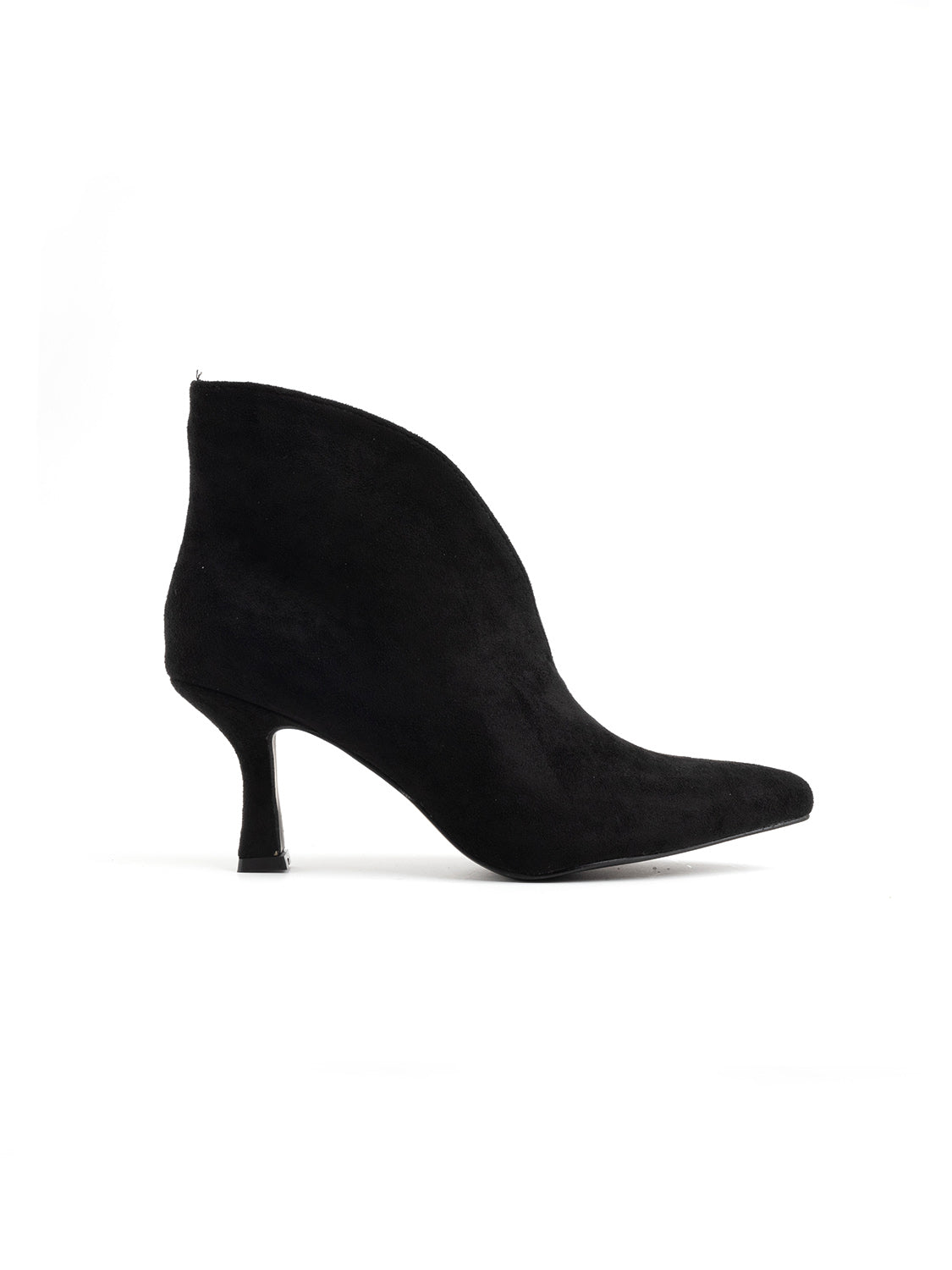Ankle boot with V-neck and spool heel - SUEDE
