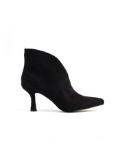 Ankle boot with V-neck and spool heel - SUEDE