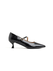 Pointed-toe pumps with diagonal strap - BLACK