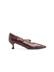 Pointed-toe pumps with diagonal strap - WINE