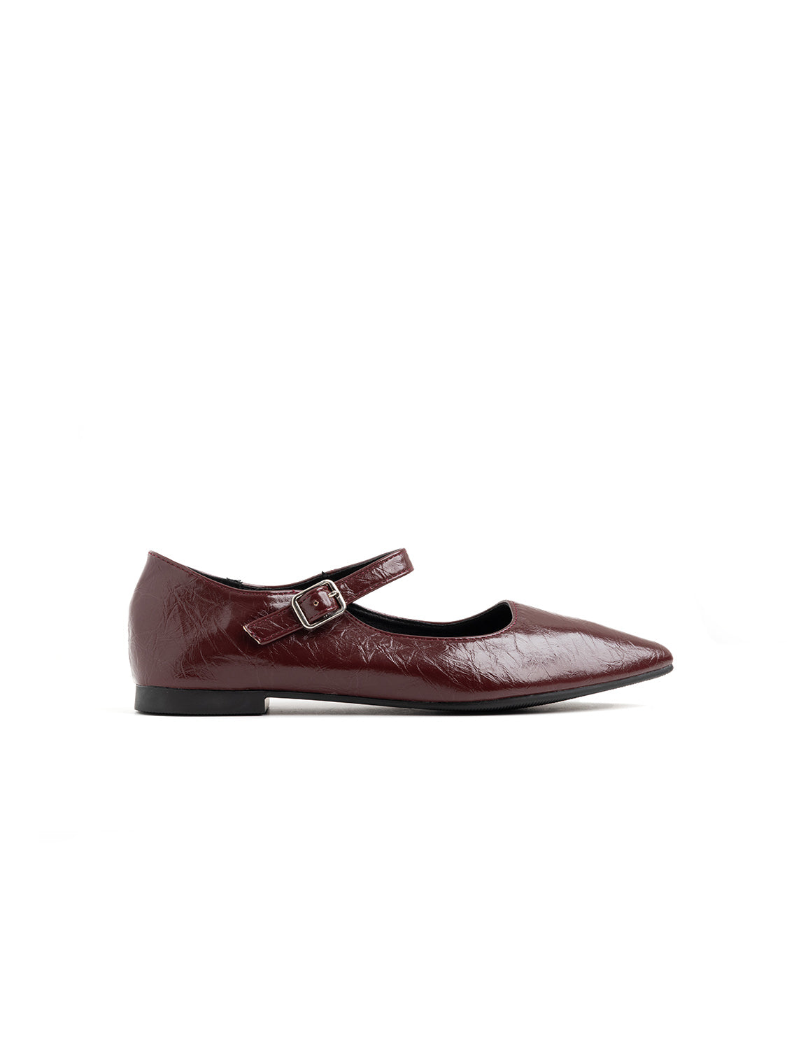 Pointed-toe ballerina with strap - WINE