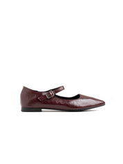 Pointed-toe ballerina with strap - WINE
