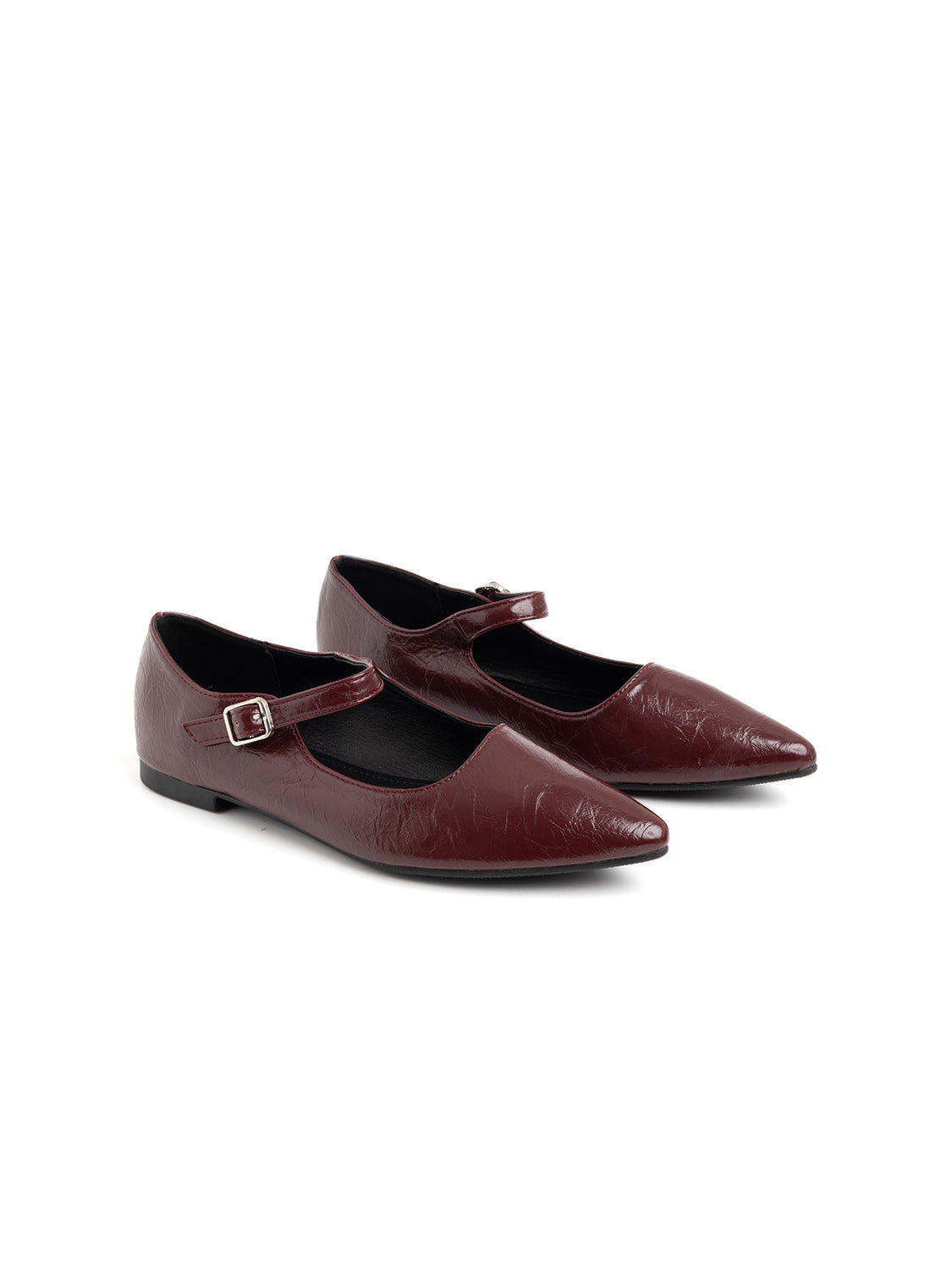 Pointed-toe ballerina with strap - WINE