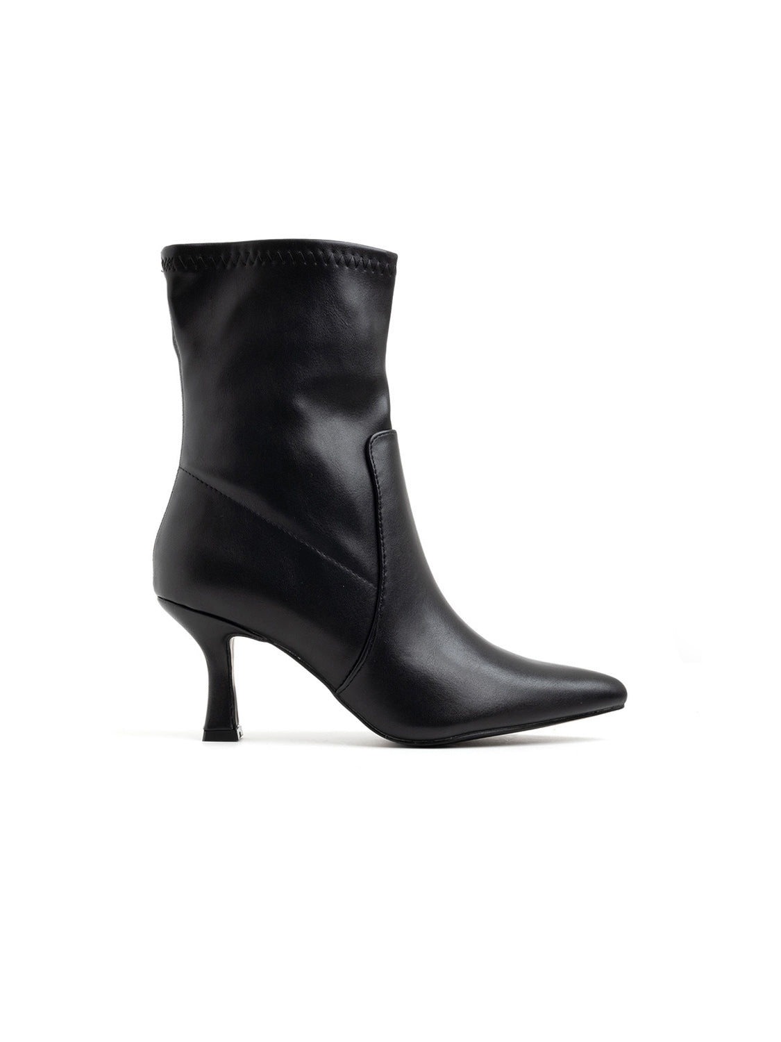 High-top ankle boot with chunky heel - BLACK