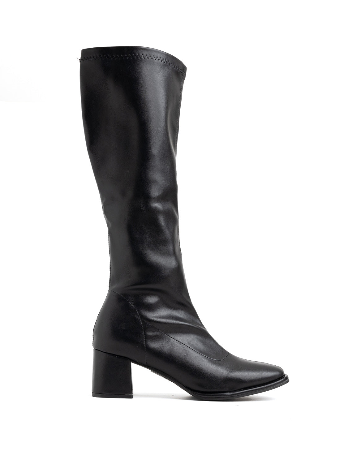Soft-leg boot with square heel - BLACK