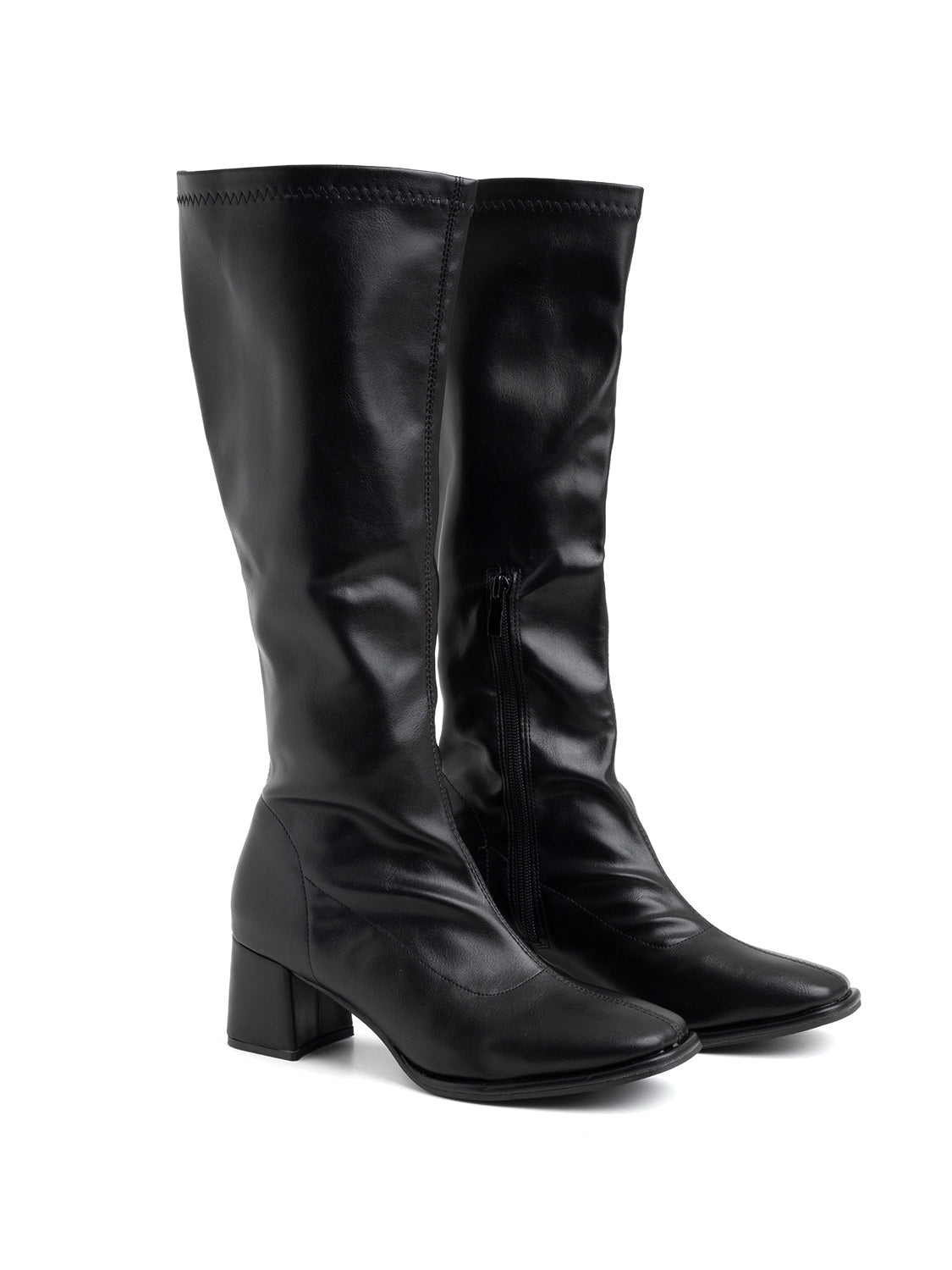 Soft-leg boot with square heel - BLACK