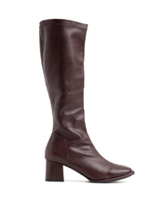 Boot with soft shaft and square heel - WINE