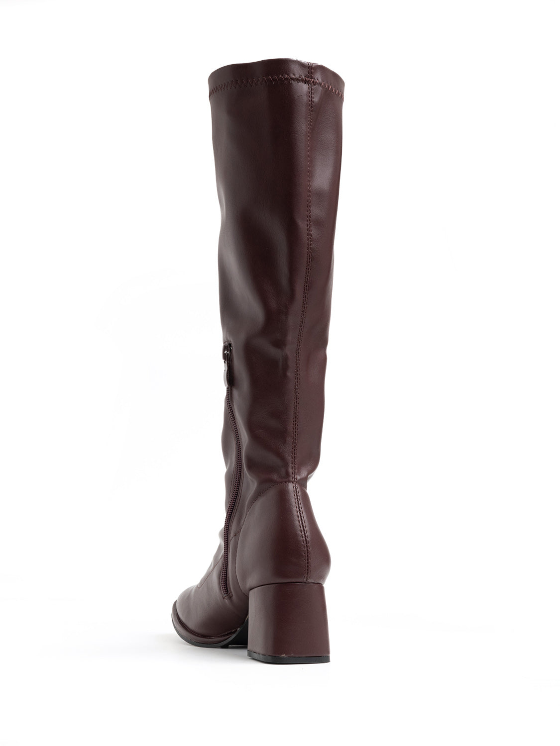 Boot with soft shaft and square heel - WINE