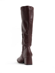 Boot with soft shaft and square heel - WINE