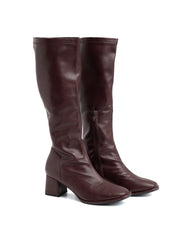 Boot with soft shaft and square heel - WINE