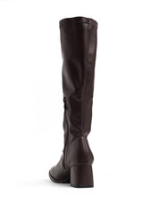 Boot with soft shaft and square heel - BROWN
