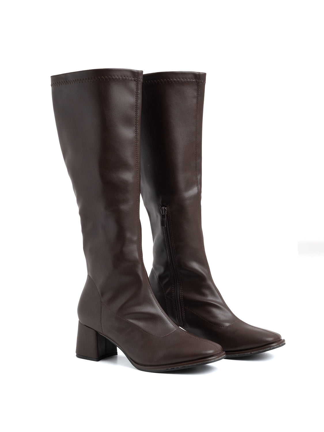 Boot with soft shaft and square heel - BROWN