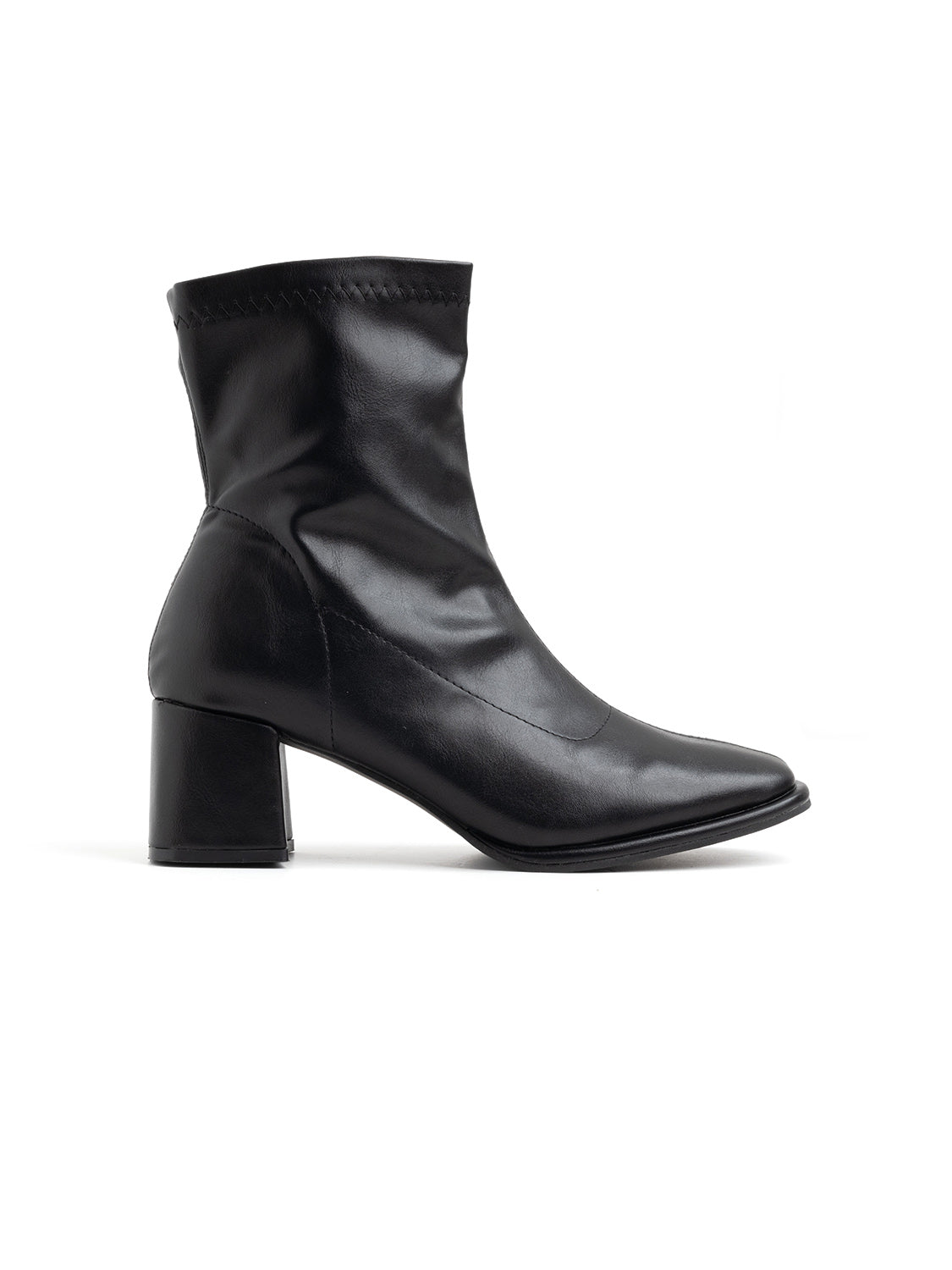 Ankle boot with soft shaft and square heel - BLACK