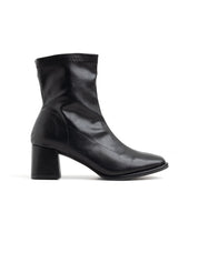 Ankle boot with soft shaft and square heel - BLACK