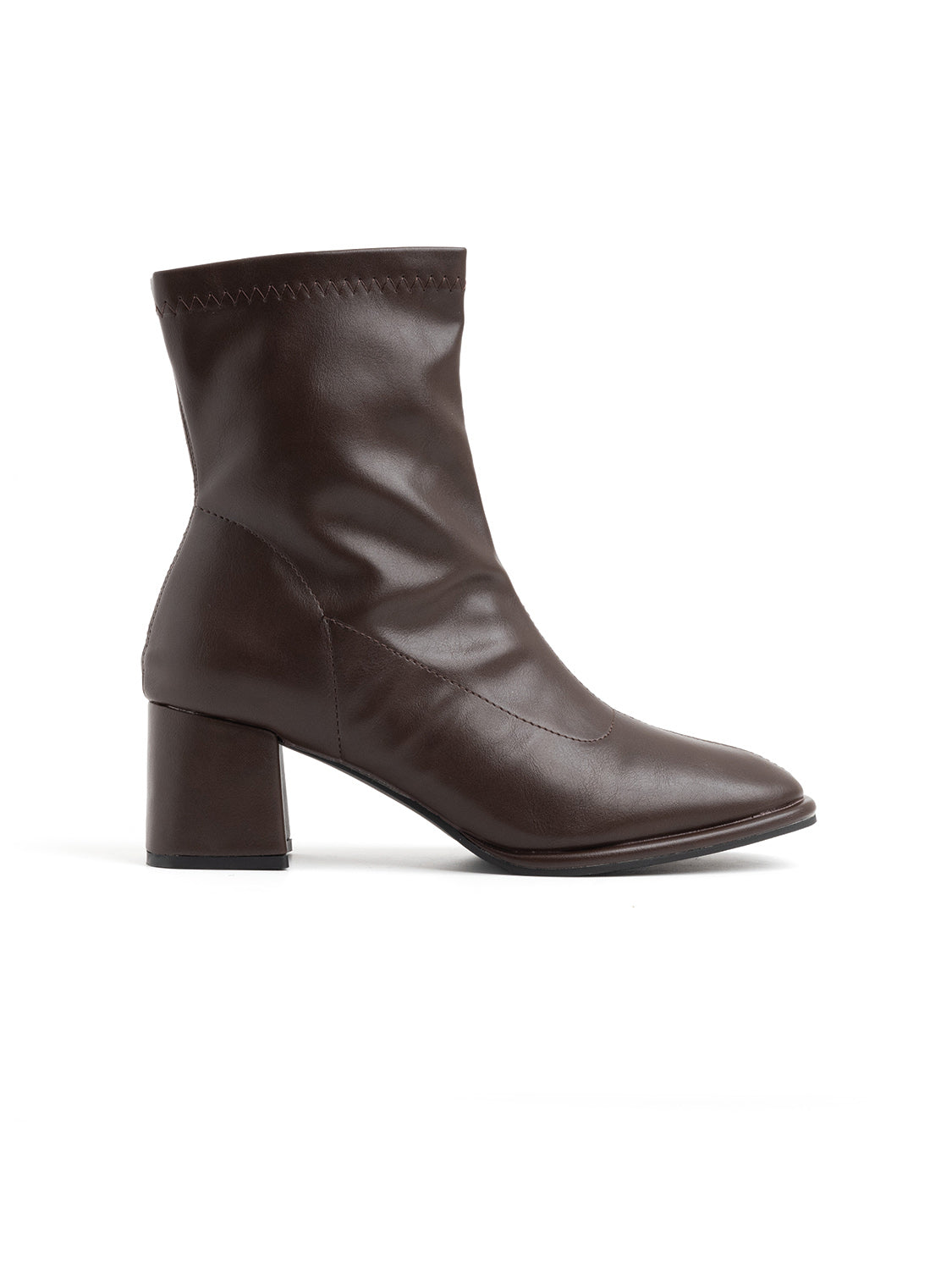 Ankle boot with soft shaft and square heel - BROWN