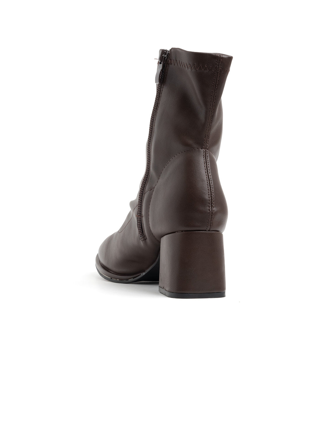 Ankle boot with soft shaft and square heel - BROWN