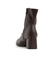 Ankle boot with soft shaft and square heel - BROWN