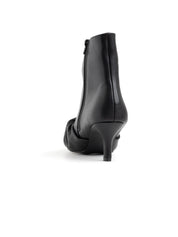 Pointed toe ankle boot with knot and stiletto heel - BLACK