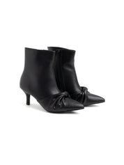 Pointed toe ankle boot with knot and stiletto heel - BLACK