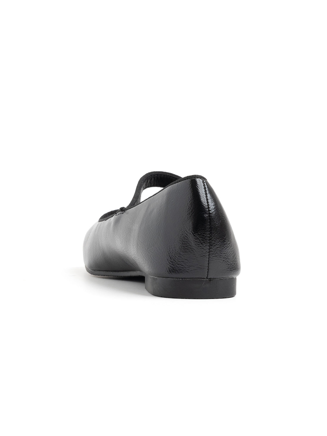 Square toe ballerina with strap - BLACK