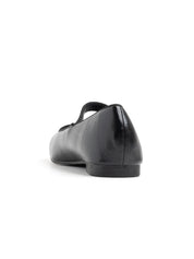 Square toe ballerina with strap - BLACK