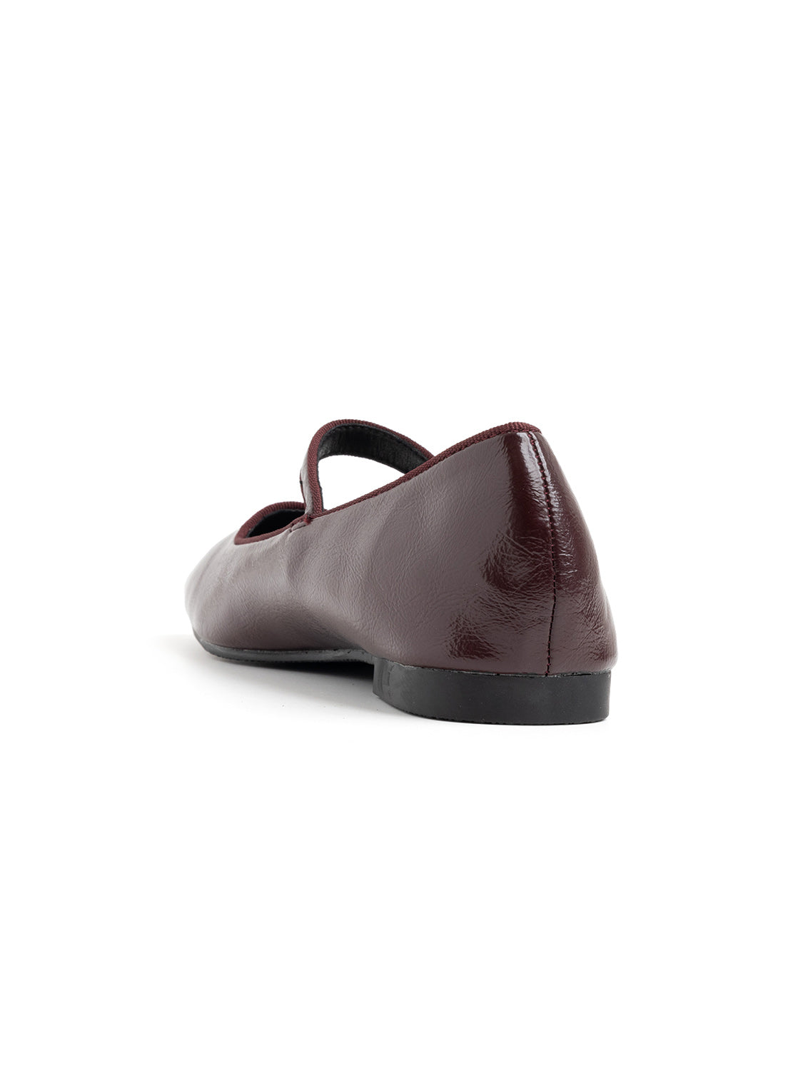 Square-toe ballerina with strap - WINE