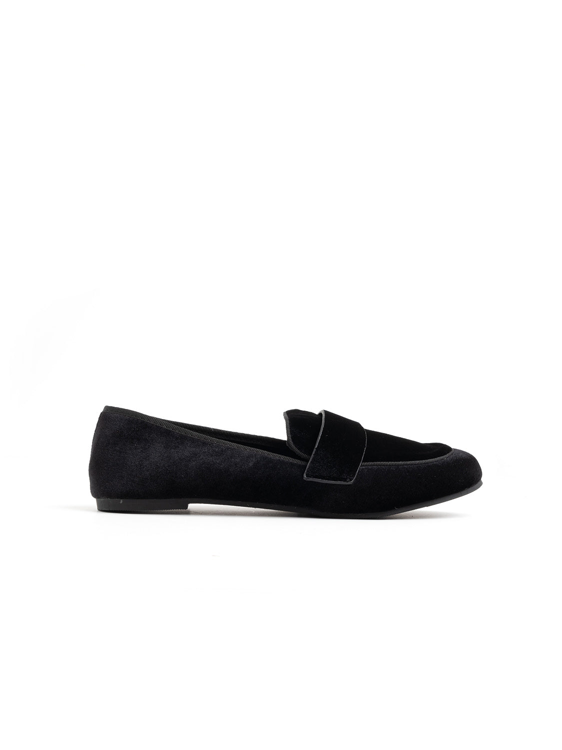Velvet Loafer with Penny Band - BLACK