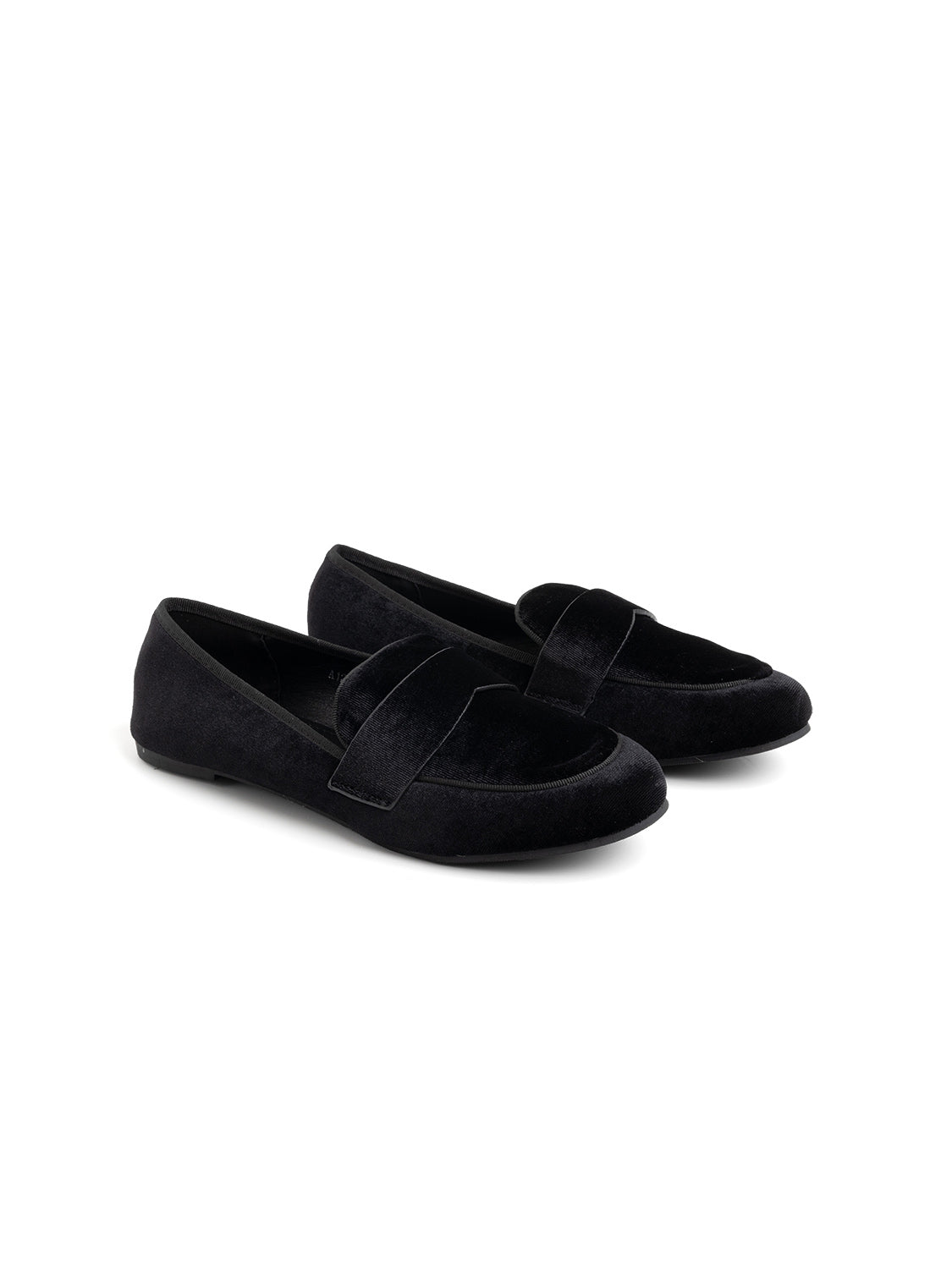 Velvet Loafer with Penny Band - BLACK