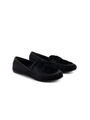 Velvet Loafer with Penny Band - BLACK