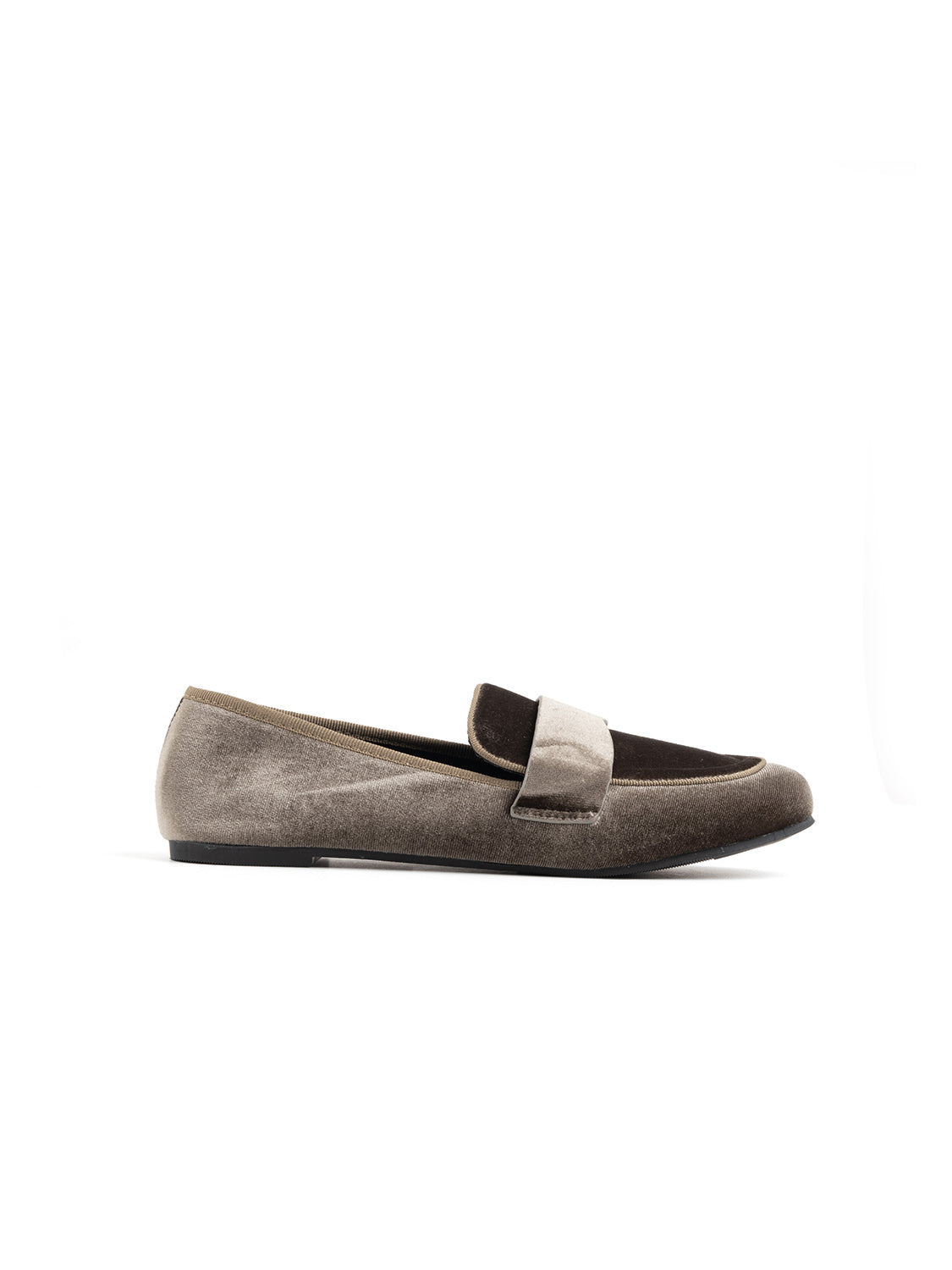 Mocassino in velluto con fascia penny - GRIGIO