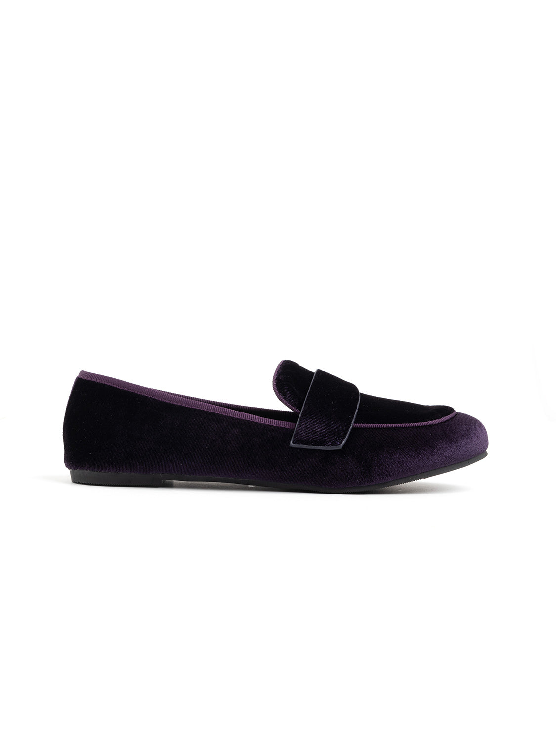 Mocassino in velluto con fascia penny - VIOLA