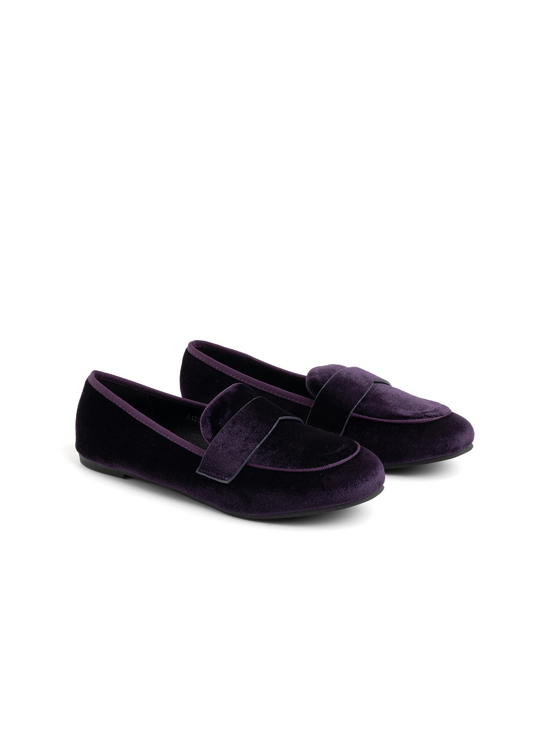 Mocassino in velluto con fascia penny - VIOLA
