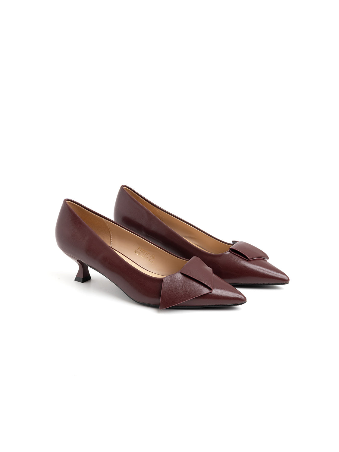 Kitten heel pumps with applique - WINE