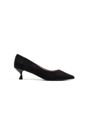Suede Pumps with Kitten Heel - BLACK